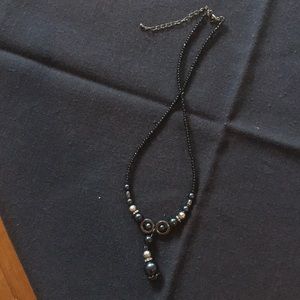 20” black bead necklace